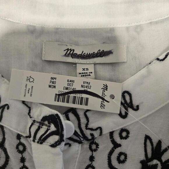 MADEWELL Embroidered Poplin Shirred Button-Up Shirt Size XS NWT MSRP $148 - Picture 8 of 9